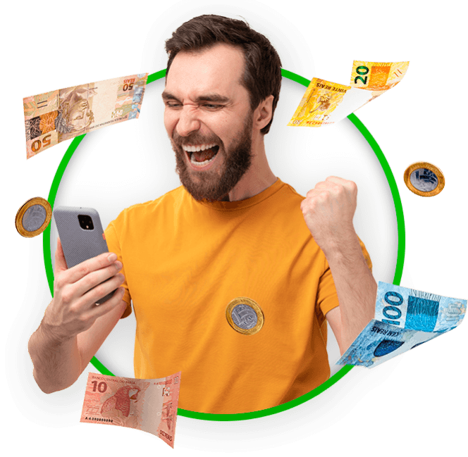 Homem segurando dinheiro